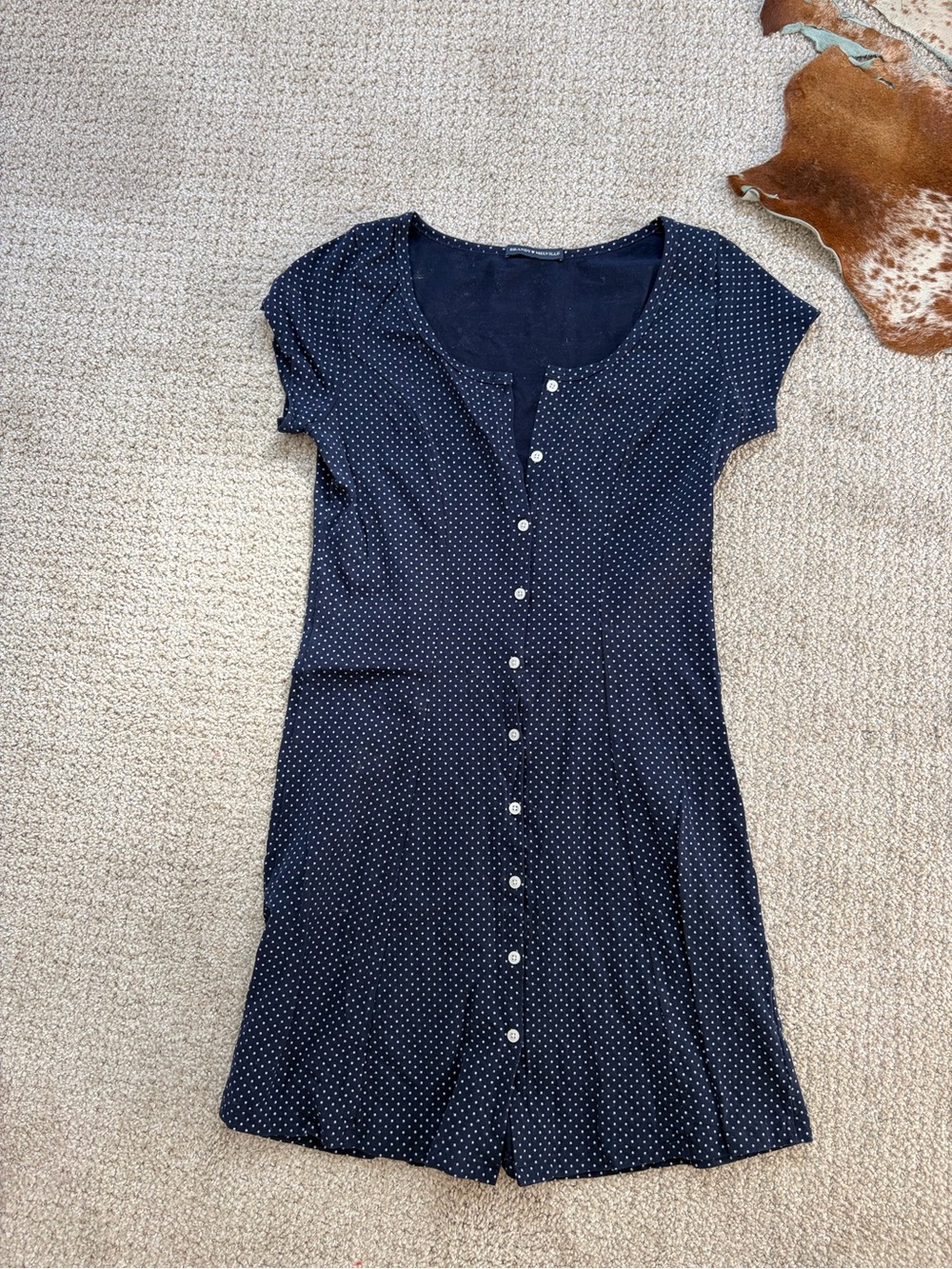 Brandy Melville Navy with White Polka Dots Mini Dress
